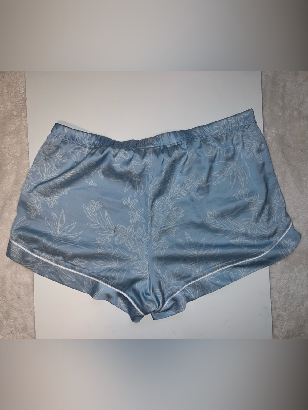 stars above Coord Light Blue Floral Satin Short Sleeve Pajama Top and Shorts - Picture 10 of 15